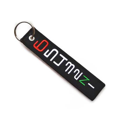 China Cheap Promotional Giveaway Party Favor Supplies Custom Fabric Key Tag Embroidery Bags Key Chain Personalize Jet Tags for sale