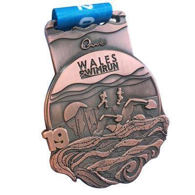 China Custom Creative Europe Marathon Competition Badge Medal School Games Metal Swimming Crafts for sale