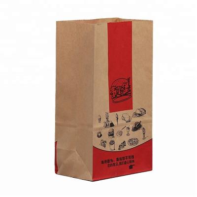 China Recycled Brown Kraft Materials Greaseproof Paper Square Bottom Gusset Fast Food Packing Bags Without Handle for sale