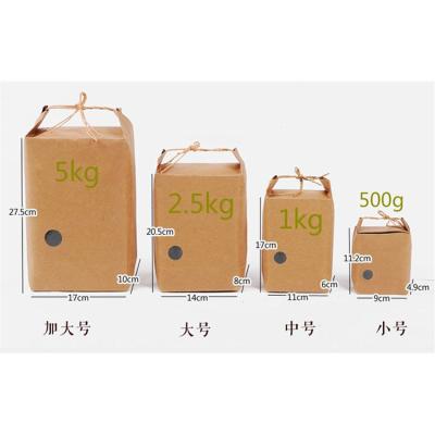 China Recycled Materials Factory Supply Brown Paper Bag 5kg 10kg Custom Rice Bag With Handle for sale