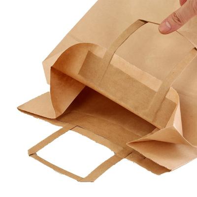 China Recyclable Recycle Wholesale Flat Paper Bag Kraft Paper Shopping Bags For Paper Carry Bags With Handle for sale