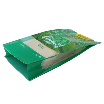 China Plastic Heat Seal Food/Rice/Coffee/Pet Food Rice/Tea/Snacks/Nuts/Seafood/Frozen Food Bags Flat Bottom 5kg Rice Package Bag Pouch plastic food packaging bags with window for sale