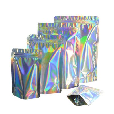 China One Side Small Zipper Hologram Lock Recyclable Custom Printed Transparent Holographic Packaging Bags for sale