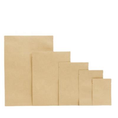 China Recyclable Small Kraft Pouch 3 Sides Seal Small Snacks Kraft Paper Bag With Nut for sale