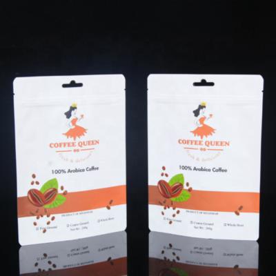 China Recyclable Matte White Printed Custom Printed Coffee Sachet Bags Stand Up Plastic Coffee Bag for sale