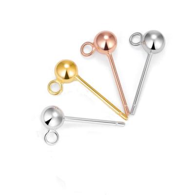 China Wholesalse CLASSIC 18K Gold Plated Handmade 925 Sterling Silver Ball Earrings DIY Accessory For Women for sale