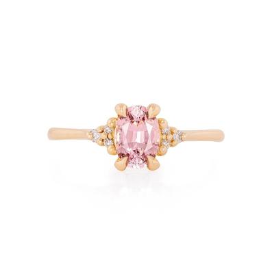 China TREND Custom Fine Jewelry 925 Sterling Silver 14K Dewdrop Women Pink Zircon Rings for sale