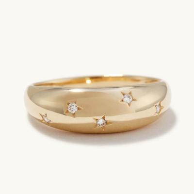 China Wholesale Star 925 Brazilian 18K Gold CLASSIC Jewelry Sterling Silver Dome Women's Ring for sale