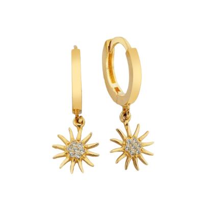 China CLASSIC Wholesale Gold Plated S925 Sun Silver Dangle Hoop Earrings For Women for sale