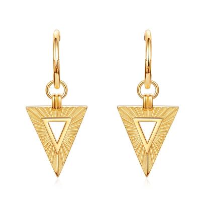 China FASHIONABLE Hot Selling 18k Gold Plated 925 Sterling Silver Triangle Shape Earrings for sale