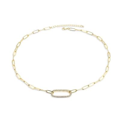 China New Arrived CLASSIC 18K Gold Oval Chain Paper Clip Necklace for Girls Summer Necklace in 925 Sterling Silver for sale