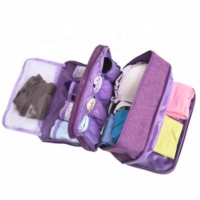 China Sustainable Multi 3 layers Underwear Packaging Bag Travel Waterproof Underwear Organizer Pouch Hanging Organizer Bra for sale