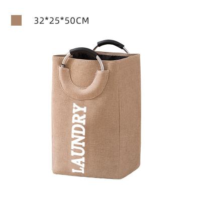 China Sustainable Cotton and linen material household large dirty laundry bag supplier foldable laundry bag printed dirty laundry bag for sale