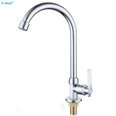 China Big Zinc Alloy Single Cold Kitchen Tap Single Cooling Vertical Hexagonal Faucet for sale