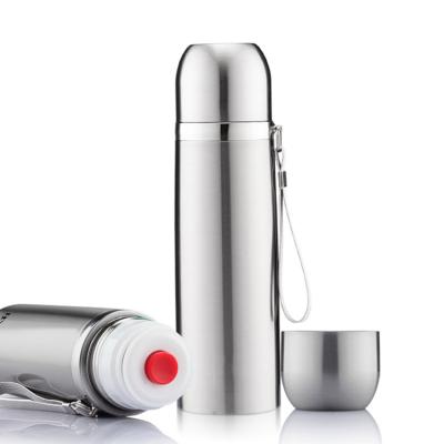 China 500ml Stainless Steel Bullet Vacuum Flask PORTABLE Thermos With PU Pouch for sale