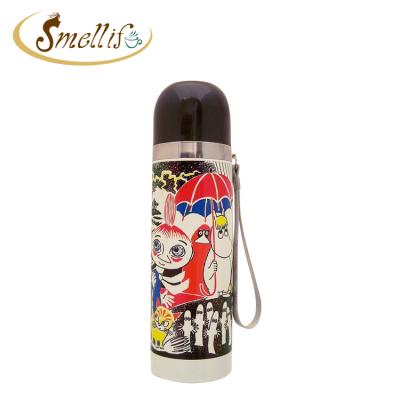 China 17oz Viable Custom Promotional Gift 500ml Double Wall Powder Coated Pu Pouch Matte Stainless Steel Bullet Vaccum Flask Thermos for sale