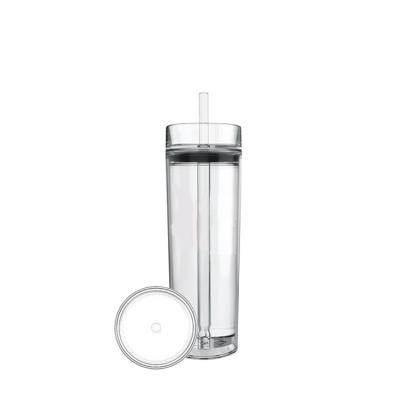 China PS/AS 15 oz. Clearview plastic acrylic tumbler with straw and optional twist lid for sale