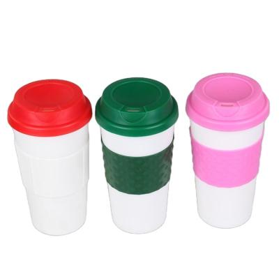 China Low MOQ BPA Free Plastic PS Beeg Custom Mug With Seald Lids Flip Top for sale