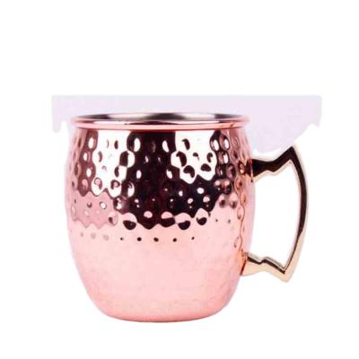 China 500ml Viable Hammered Stainless Steel Antique Custom Mule Moscow Beer Solid Copper Cocktail Mugs With Handle for sale