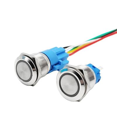 China 1ONO1NC Hot Sale 19mm Self-Latching Waterproof Ring Led Illuminated Momentary Push Button Switches for sale