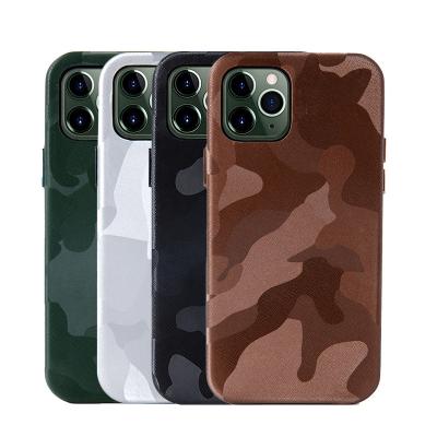 China Wholesale Shockproof Camouflage Style Personalized Creative Genuine Leather Back Cover Case For iPhone14 pro 13 12 max for sale