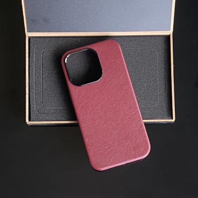 China Shockproof Scratch Pattern Leather Resistant Cross Case For iPhone14 Metal Lens Inclusive Leather Back Cover Csaes For iPhone 14Pro 13 for sale