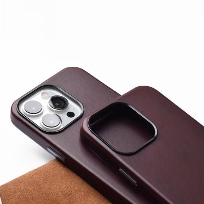 China Retro Oil Shockproof Luxury Wax Style Case For iPhone14 360 Inclusive Anti-drop Back Cover Genuine Leather Cases For iPhone14Pro 13 12 for sale