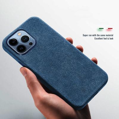 China Luxury Italy Anti-Fur Shockproof Case For Alcantara For iPhone14 Sports Car Interior Leather Cases For MagSaFe For iPhone14Pro 13max 12 11 for sale