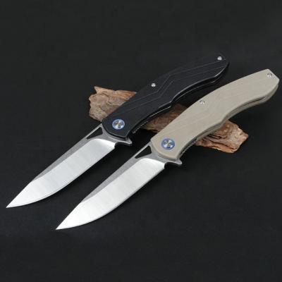 China OEM CNC d2 G10 Ball Bearing Knife Non-variable Folding Pocket Knife Camping Hunting Knife With Pocket Clip for sale