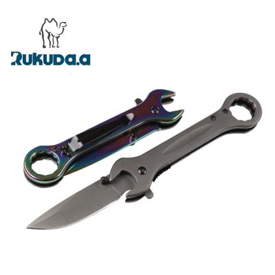 China OEM Multi Functional Gray Titanium Foldable Outdoor Survival Knife Multifunctional Folding Knife for sale