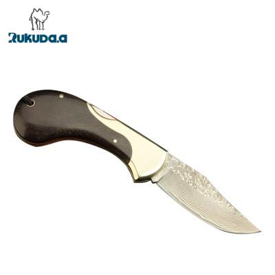 China Camping Knife OEM Damascus Hunting Pakistan Knife With Ebony Wood Handle Folding Knives for sale