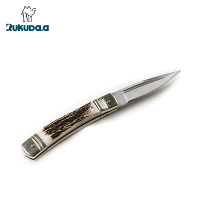 China Handmade Natural Camping Knife Antler Handle Survival Folding Knife for sale