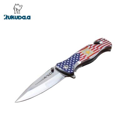 China Camping Knife 3Cr15 Stainless Steel Tactical Folding Knives With USA Flag for sale