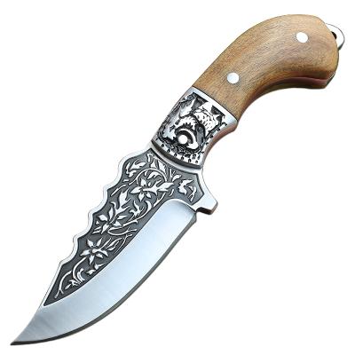 China Hot Sale Non-variable Small Wolf D2 Knife Wild Steel Olive Wood Straight Handle for sale