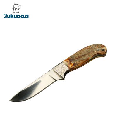 China Camping Knife Blade Survival Handmade Fixed Knife With Antlers Handle for sale