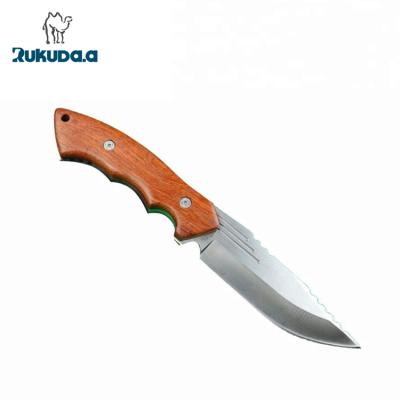 China Hunting Knife Fixed Blade Nylon Sheath Handle Survival Hunting Knife Wooden Tactical Knives for sale