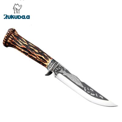 China Outdoor Fixed Bone Handle Hunting Knife OEM Blade Sheath Knife Nylon Survival Hunting Knives for sale