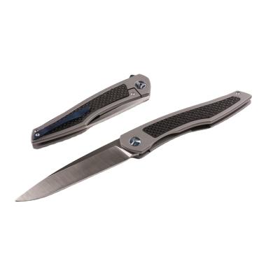 China OEM Non-variable Titanium Handle No Logo Pocket Folding Knife With Carbon Handle for sale