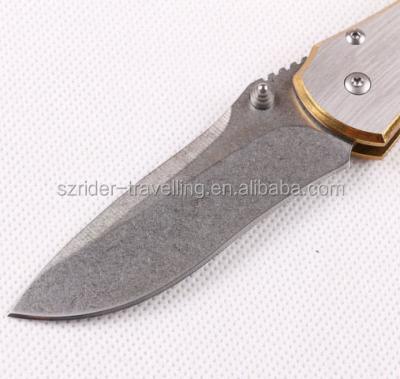 China Camping Knife OEM Titanium Gold Pocket Folding Knife Kit Steel Folding for sale