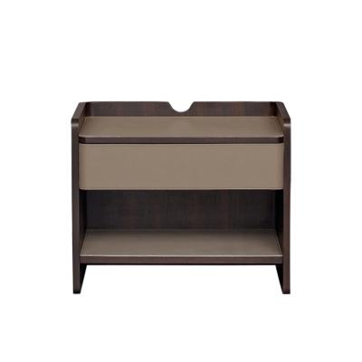 China New Available Modern Hotel Bedroom Nightstand Modern Leather Wood Side Tables For Bed Rooms for sale