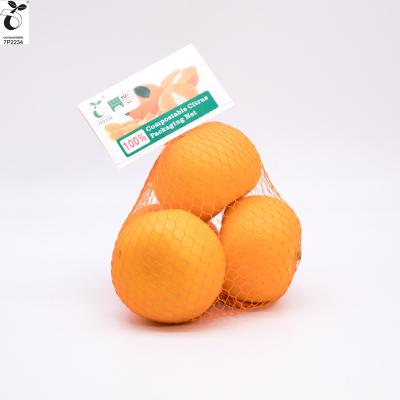 China Compostable 100% PLA Cornstarch Net Bag Basket Knitted Net Sleeve Bag For Lemons Or Oranges Packaging Potato Packaging Label For Net Bag Packaging for sale