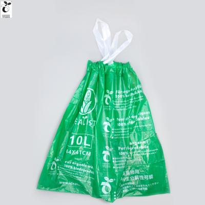 China 100% Compostable IDEALISTS Bin Liner With Compost Certified PPI Smart Bag Drawstring Cornstarch Ok Zero Waste 5L/10L/30L Waste Set for sale