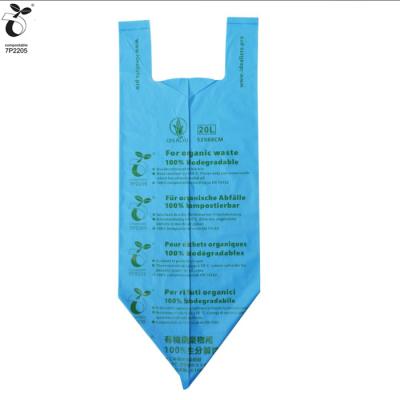 China 100% Compostable Packaging Bioplastic En13432 10L/20L/30L T-shirt Waste Epi Garbage Plastic Bag On Roll Garbage Garbage Bag With Handle for sale