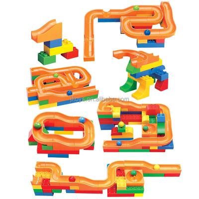 China Popular DIY TOY 109Pcs Amazon Marble Run Luxury Building Set For Kids Racing Track Roller Coaster Building Block Marble Run Set for sale