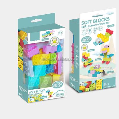 China Environmental Wholesale Educational Plastic Soft Rod Building Block Toys Compatible Brand Small Particle Stacking Brick Toy Set for sale