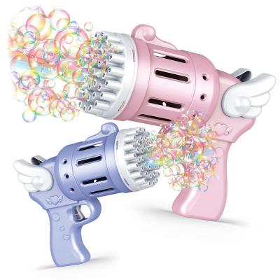 China Toy Party Favors Angle Wing Small Soap Maker 40 Plastic Holes Automatic Pink Bubble Machine Gun Bubble Blaster Gun Automatic Pink Toy Party Favors Angle Wing for sale