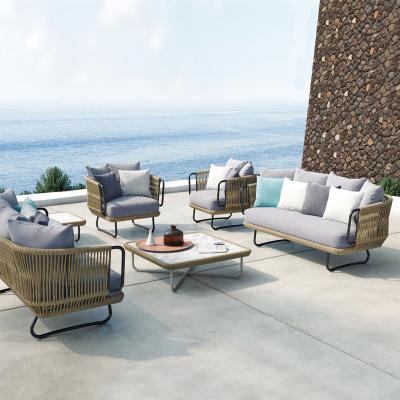 China 2019 Contemporary Wholesale Rope Woven Outdoor Furniture Customized Garden Furniture Patio Sofa Set for sale