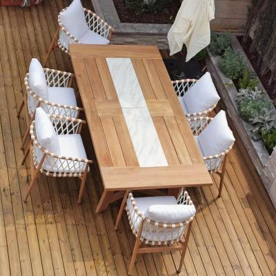 China Modern Teak Chair And Wooden Dining Table / Teak Wood Outdoor Dining Set Furniture for sale