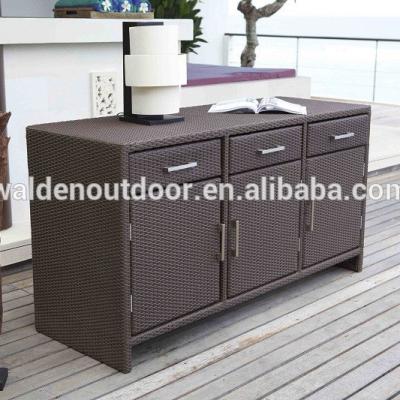 China Modern Indoor Outdoor PE Cane Wicker Waterproof Cabinet Black (DH-21) for sale