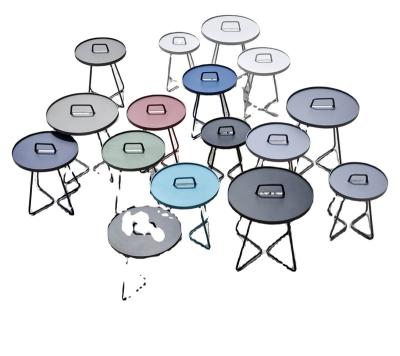 China Contemporary simple outdoor metal table portable aluminum round side table with different color and size for sale